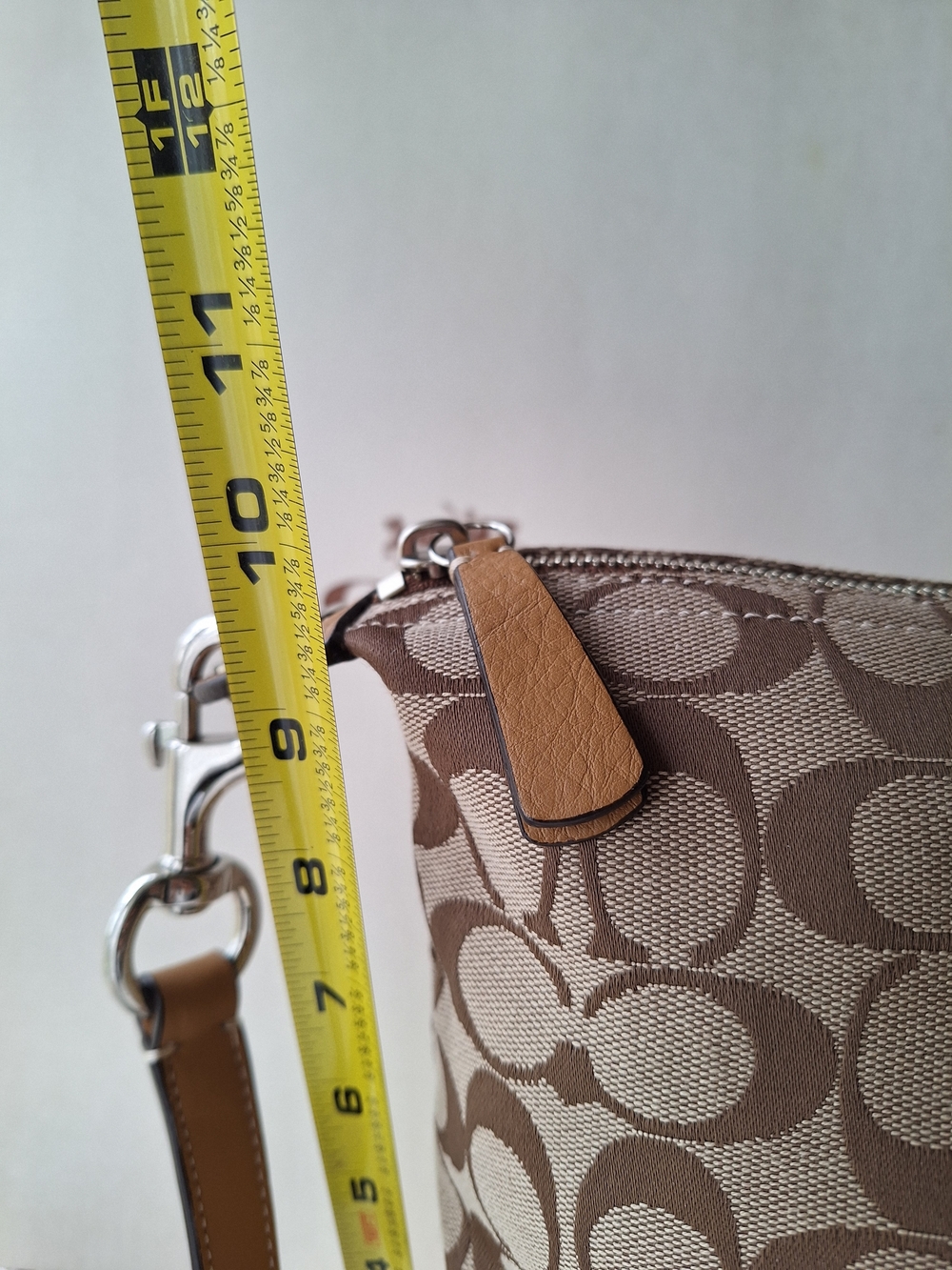 Coach Hadley Signature Zip Satchel Tote Bag with Leather Trim Laptop Shoulder - Picture 15 of 17